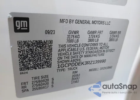 2024 Chevrolet Silverado 1500 4Wd Short Bed Lt из США, поврежденный, VIN 1GCPDDEK3RZ139990